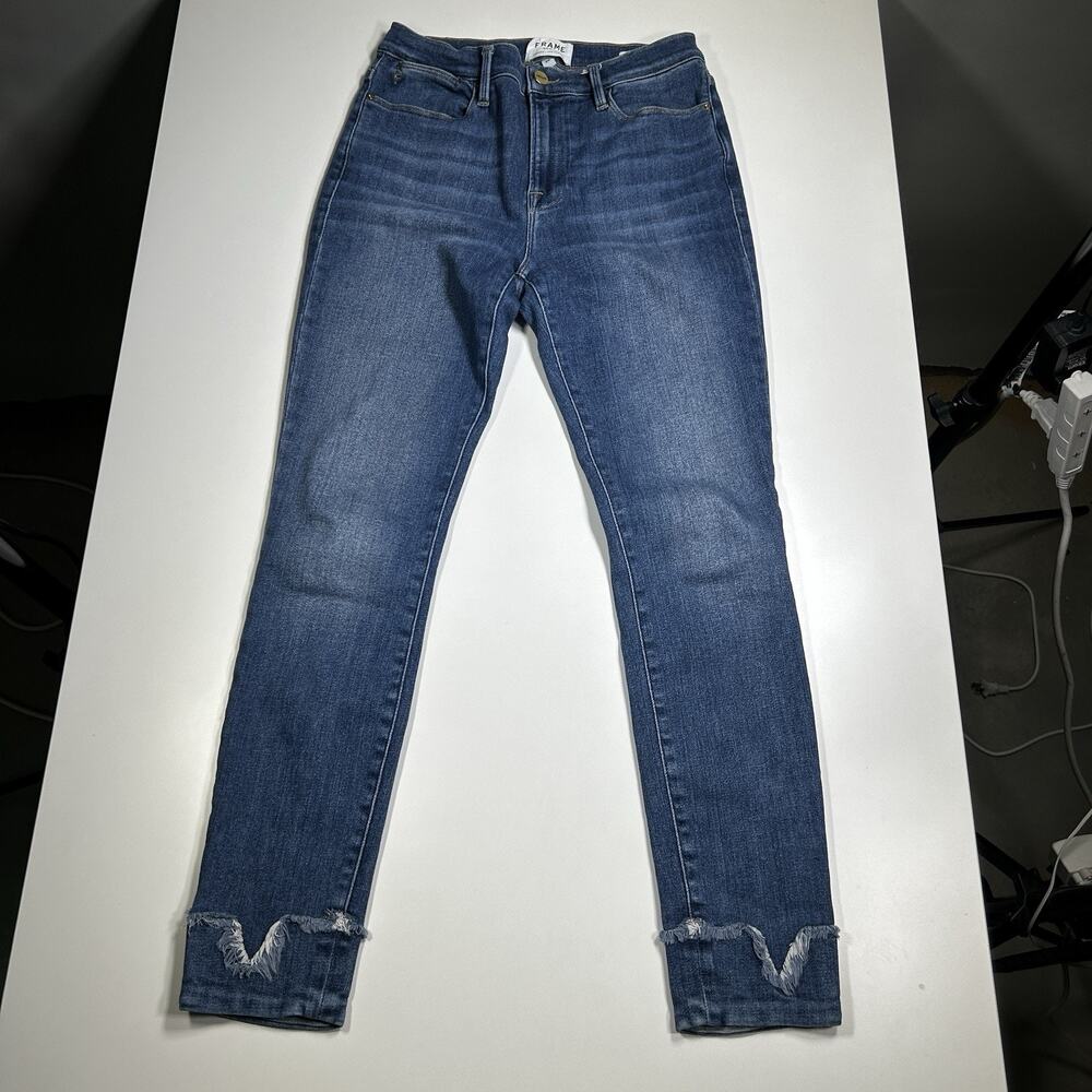 FRAME Le High Skinny Jeans Women’s 28x27 Blue Stretch High Rise Designer Denim